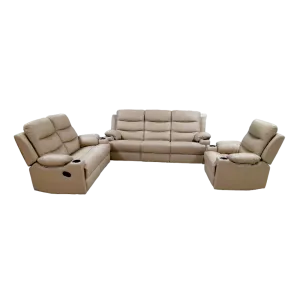 Isella 3 2 1 Half Leather Recliner Set Beige