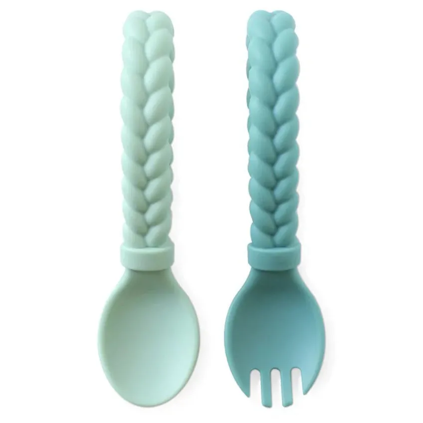 Itzy Ritzy Sweetie Spoons Silicone Baby Fork   Spoon Set