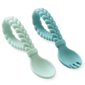 Itzy Ritzy Sweetie Spoons Silicone Baby Fork   Spoon Set