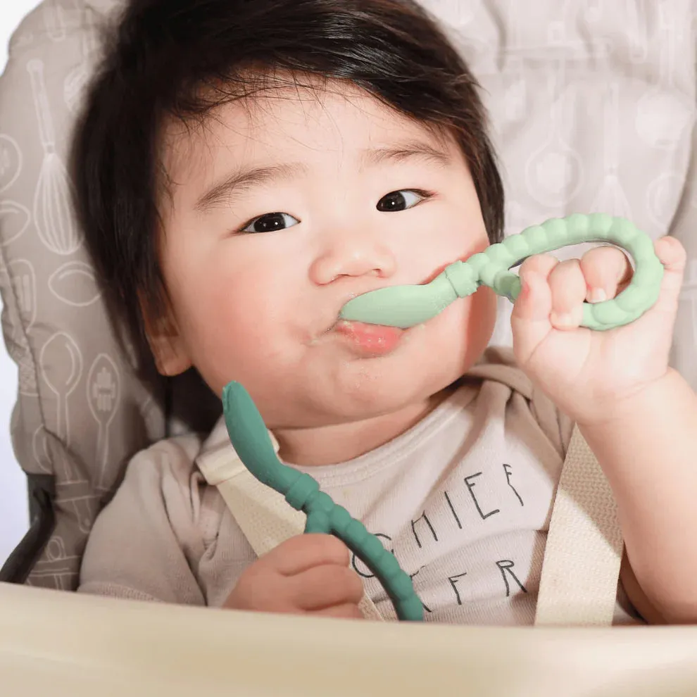 Itzy Ritzy Sweetie Spoons Silicone Baby Fork   Spoon Set