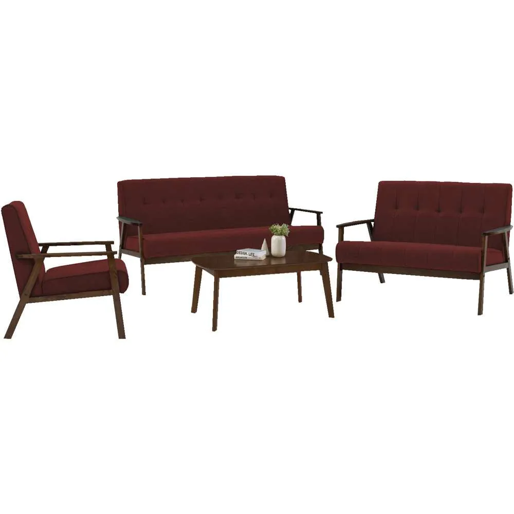 Ivan Triton 3   2   1 Fabric Sofa Set with Coffee Table Cocoa/Auburn