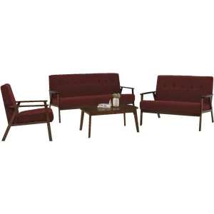 Ivan Triton 3   2   1 Fabric Sofa Set with Coffee Table Cocoa/Auburn