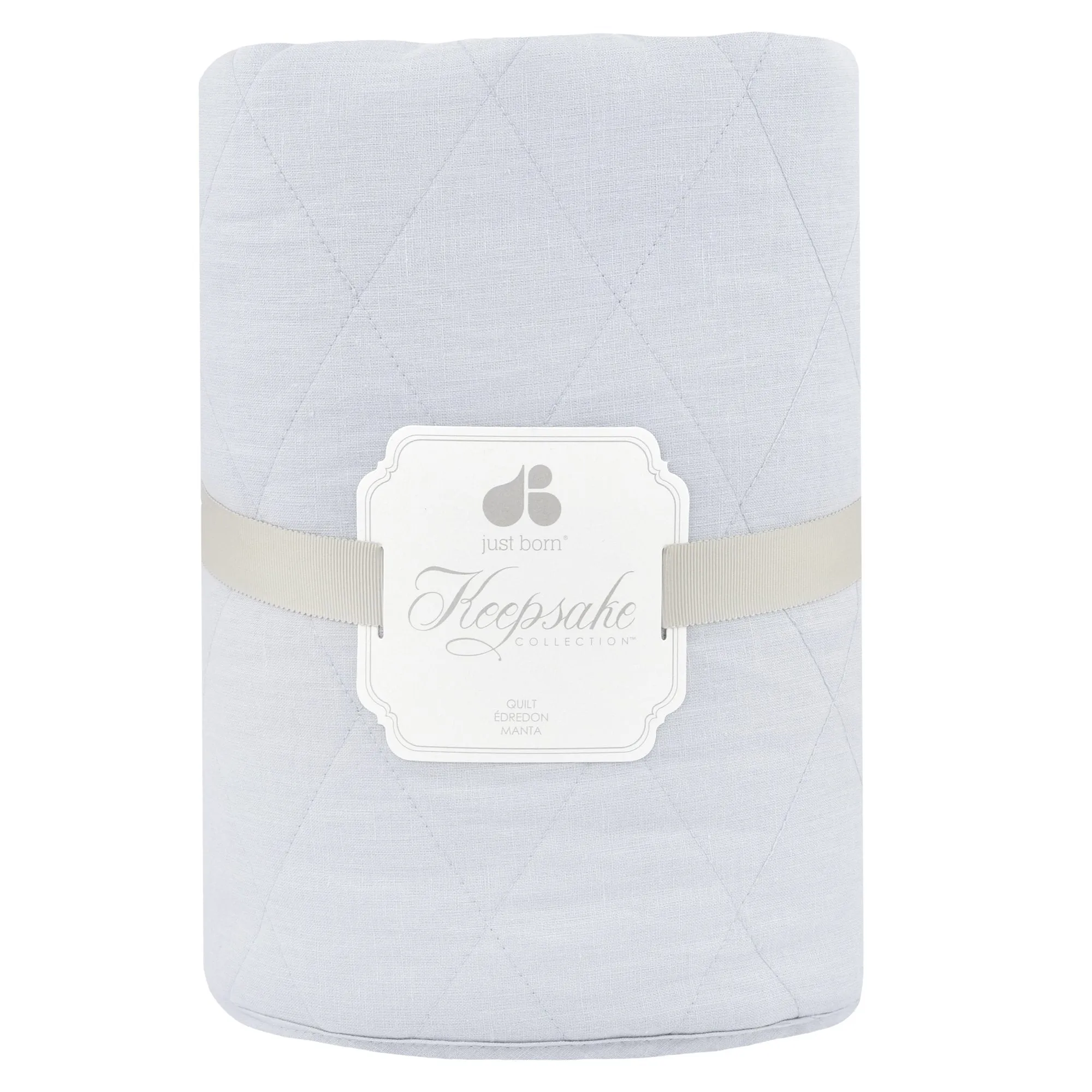 Just Born Grey Keepsake Linen Quilt