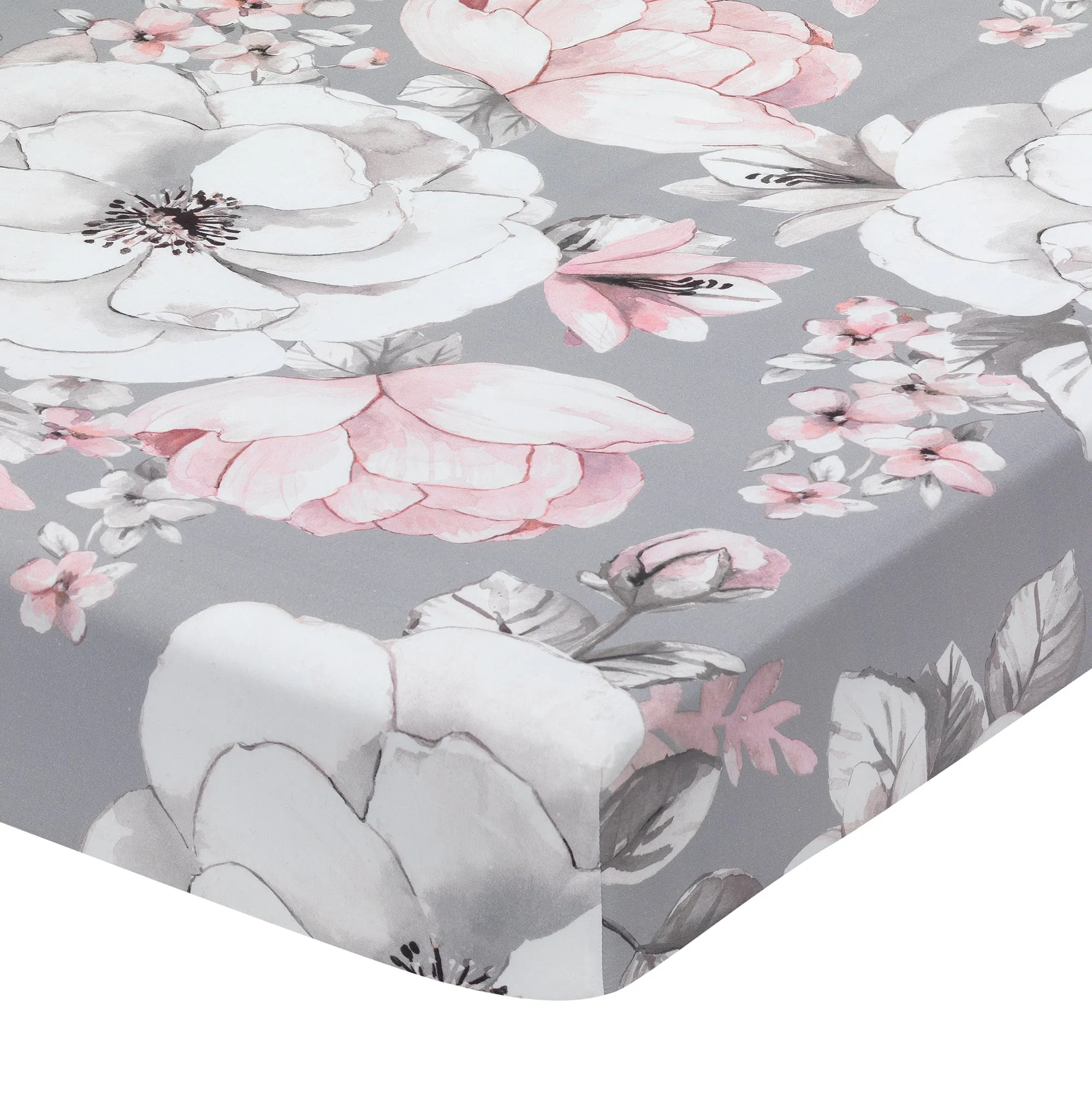 Lambs & Ivy Signature Botanical Baby Cotton Fitted Crib Sheet | Gray