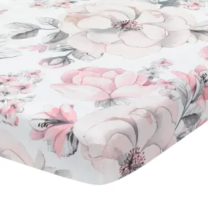 Lambs & Ivy Signature Botanical Baby Cotton Fitted Crib Sheet | Watercolor Floral