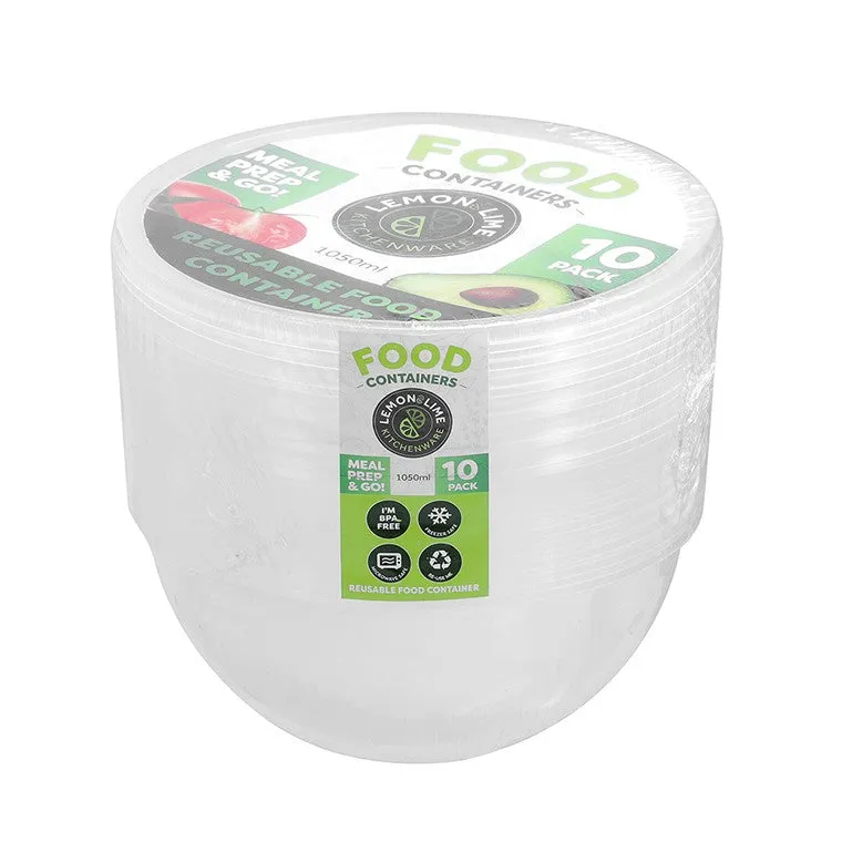 L&L Food Container Rnd 1050ml, 10pk