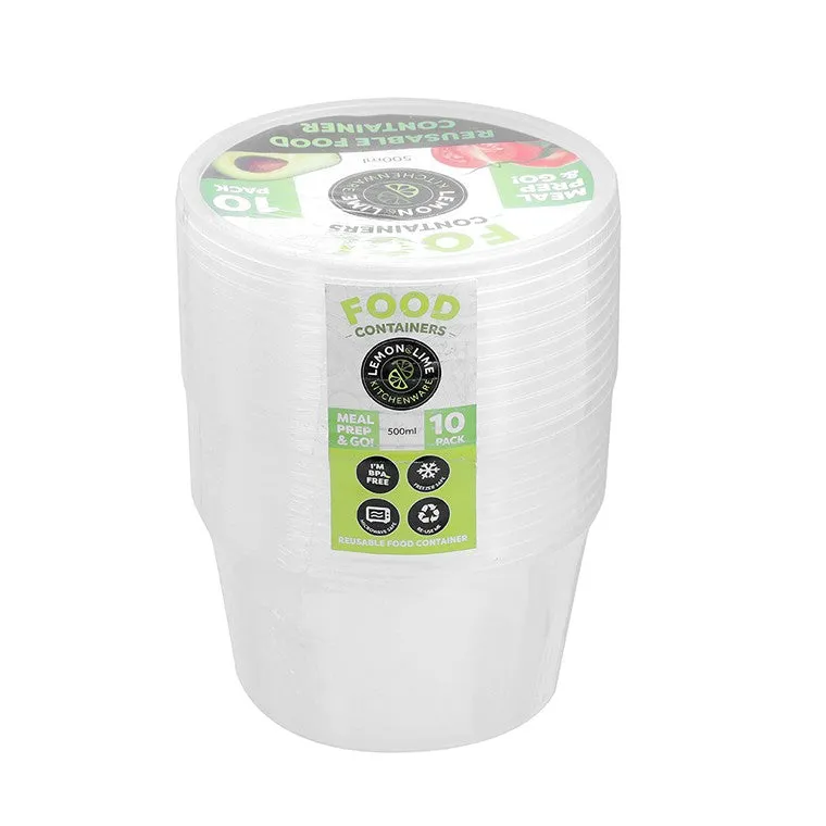 L&L Round Food Container, 500ml, 10pk