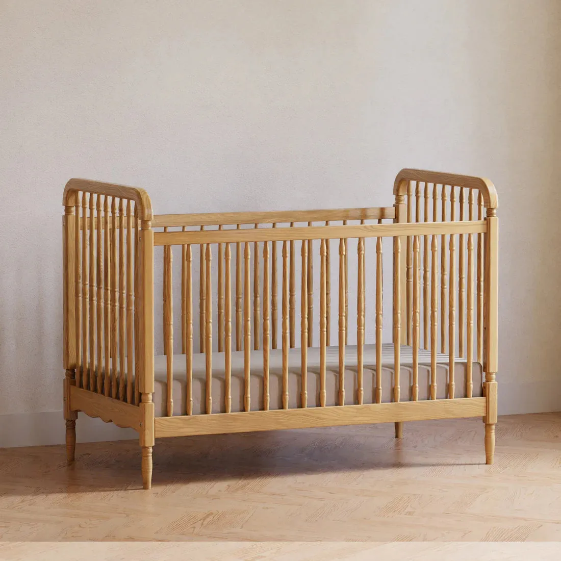 Liberty 3n1 Spindle Crib w/Toddler Rail - Honey