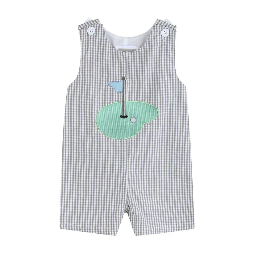 Lil Cactus Gray Gingham Golf Shortall