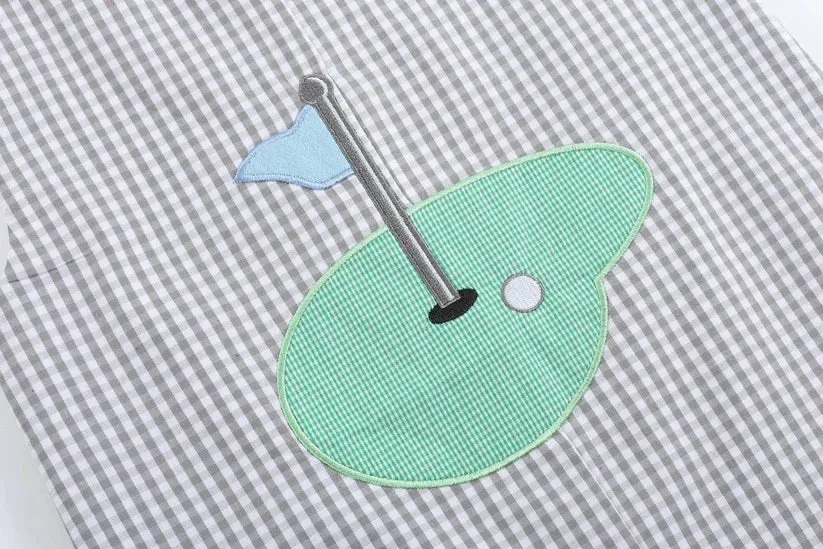 Lil Cactus Gray Gingham Golf Shortall