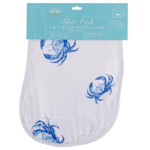 Little Hometown 2-in-1 Burp Cloth   Bib | Blue Crab