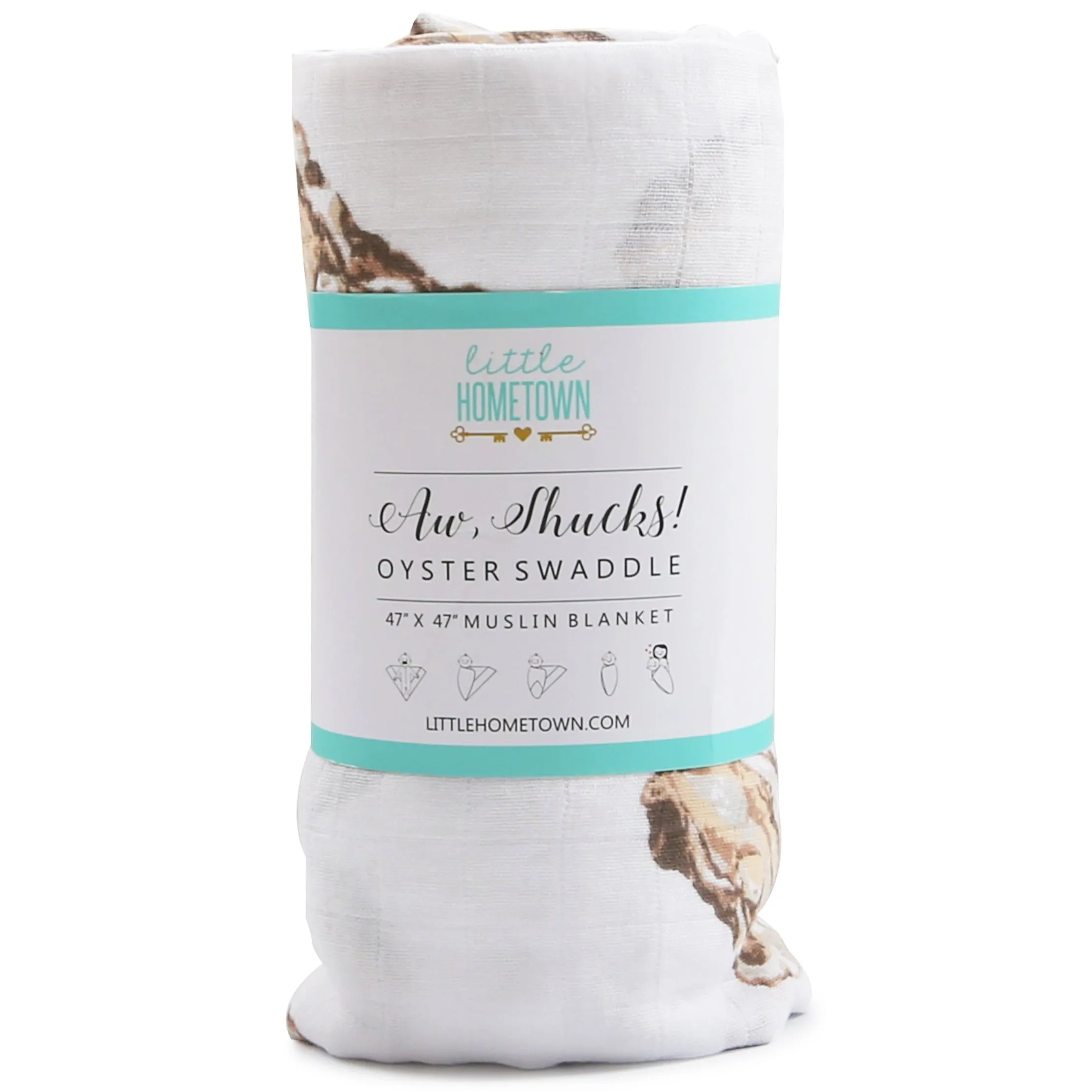 Little Hometown Aw, Shucks! Oyster Baby Muslin Swaddle Blanket