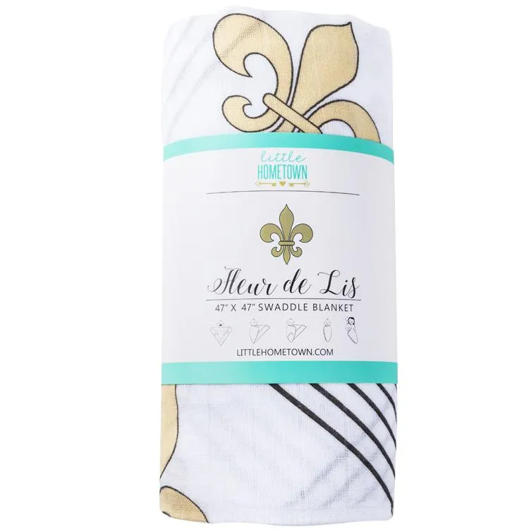 Little Hometown Fleur De Lis Baby Muslin Swaddle Blanket
