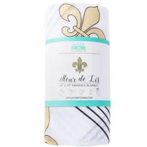 Little Hometown Fleur De Lis Baby Muslin Swaddle Blanket