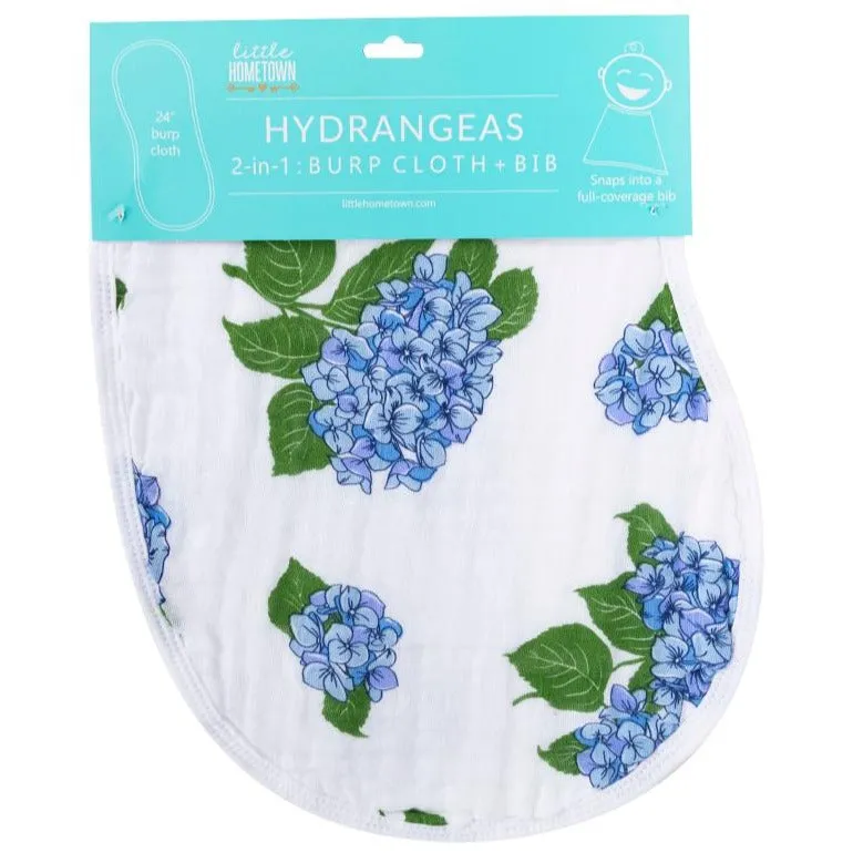 Little Hometown Hydrangeas Burp Cloth   Bib