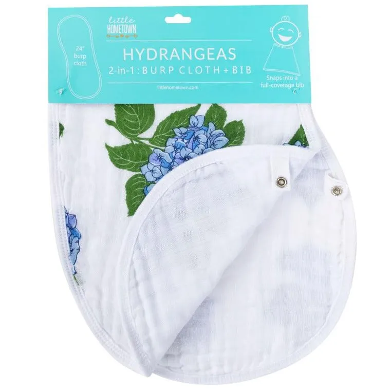 Little Hometown Hydrangeas Burp Cloth   Bib