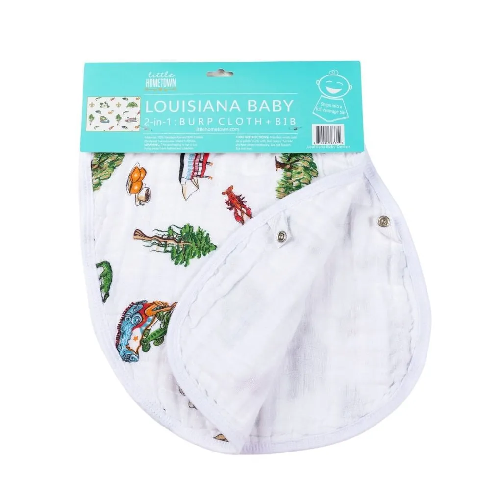 Little Hometown Louisiana Baby Burp and Bib