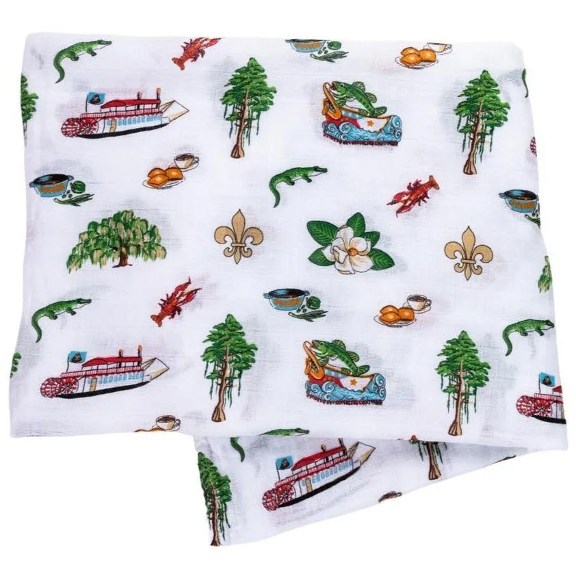Little Hometown Louisiana Baby Swaddle Blanket