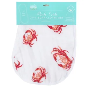 Little Hometown Pink Crab Burp Cloth   Bib