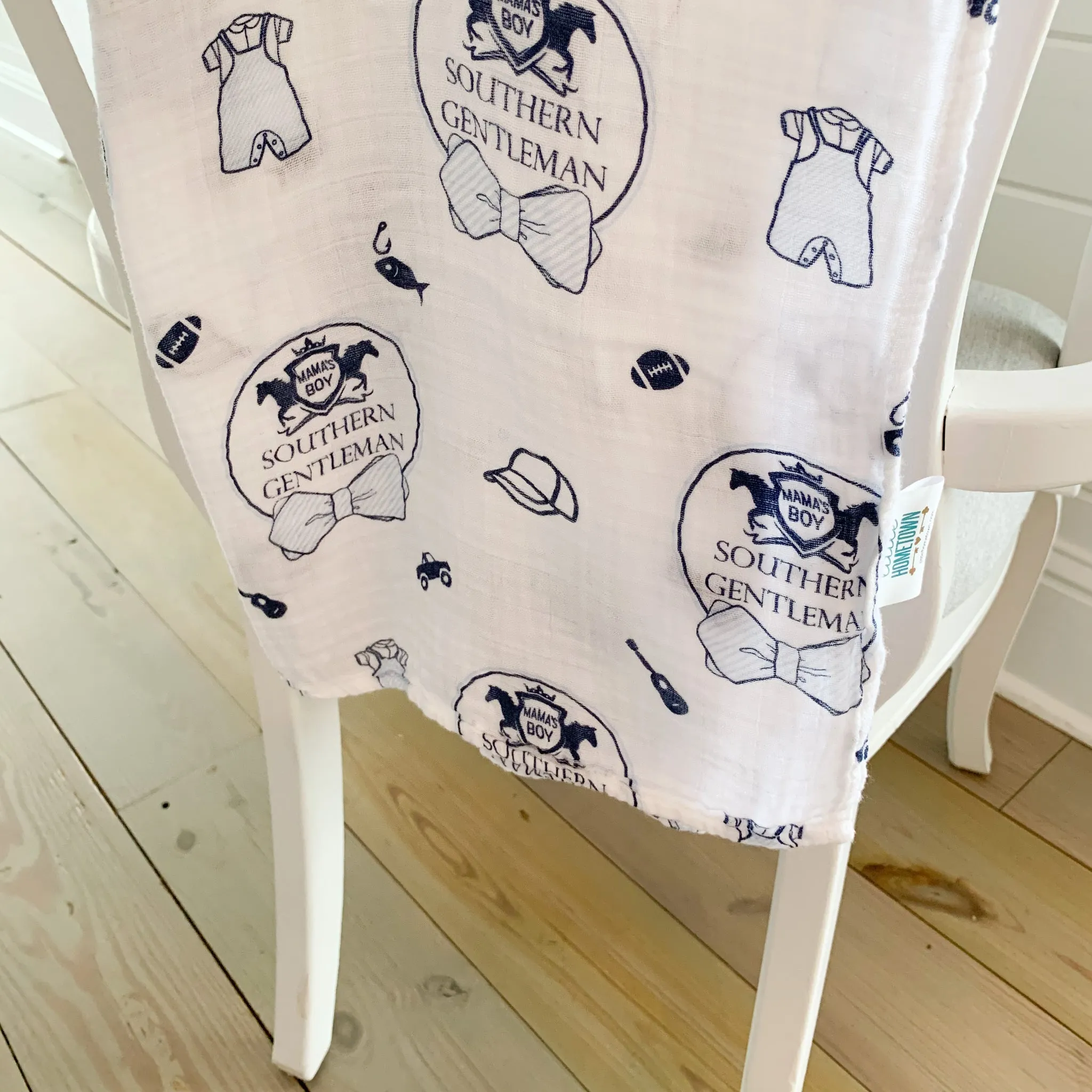 Little Hometown Southern Gentleman Baby Boy Muslin Swaddle Receiving Blanket