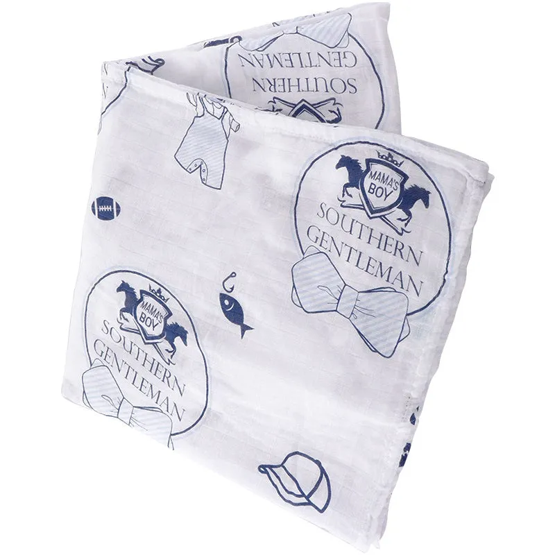 Little Hometown Southern Gentleman Baby Boy Muslin Swaddle Receiving Blanket
