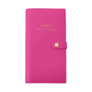 'Love Travel Explore' Sentiment Travel Wallet | Magenta