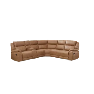 Luvliving Techno Fabric 5 Seater Corner Recliner Brown