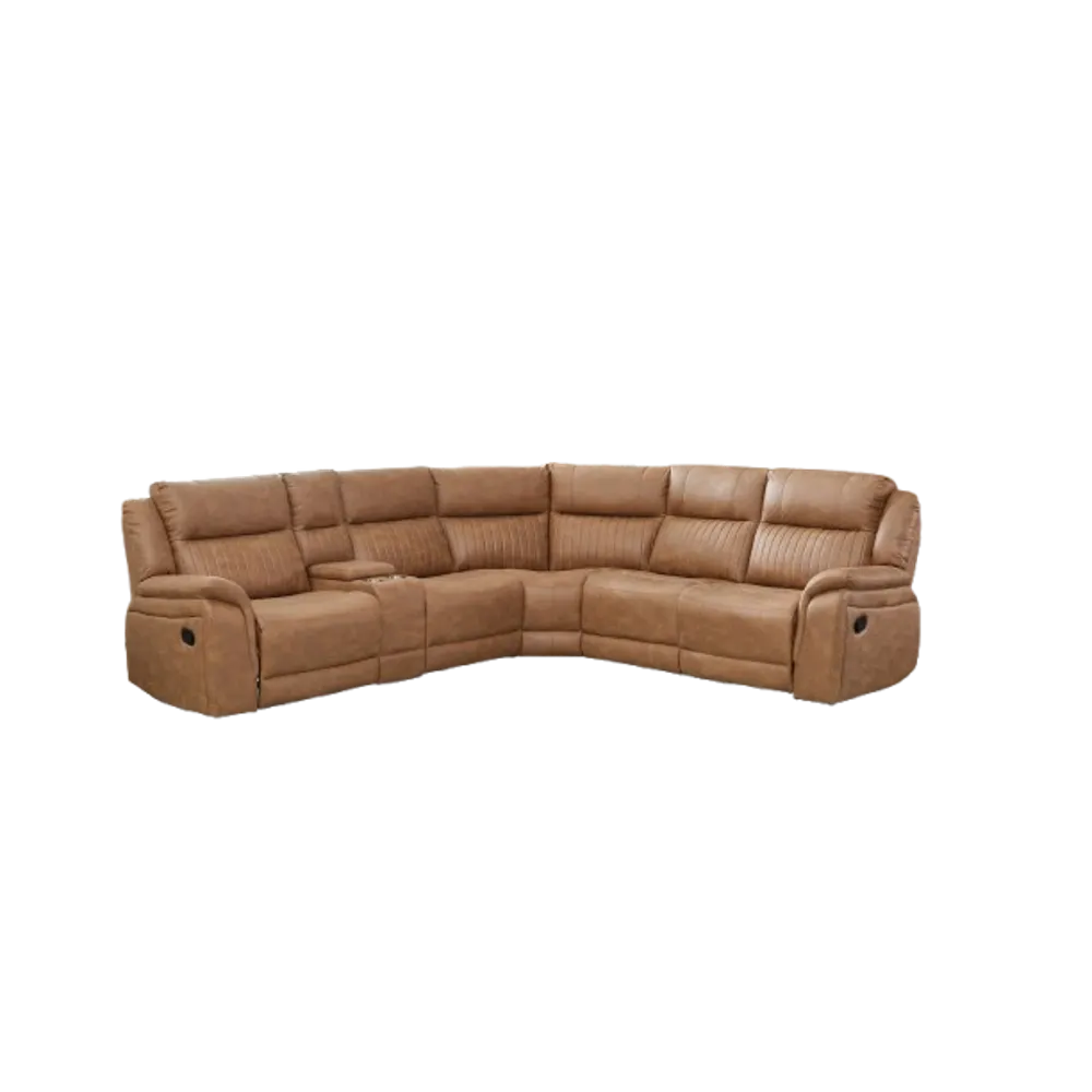 Luvliving Techno Fabric 5 Seater Corner Recliner Brown