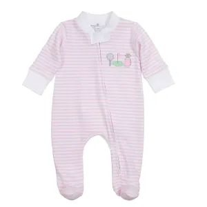 Magnolia Baby Putting Green Applique Zipper Footie Pink