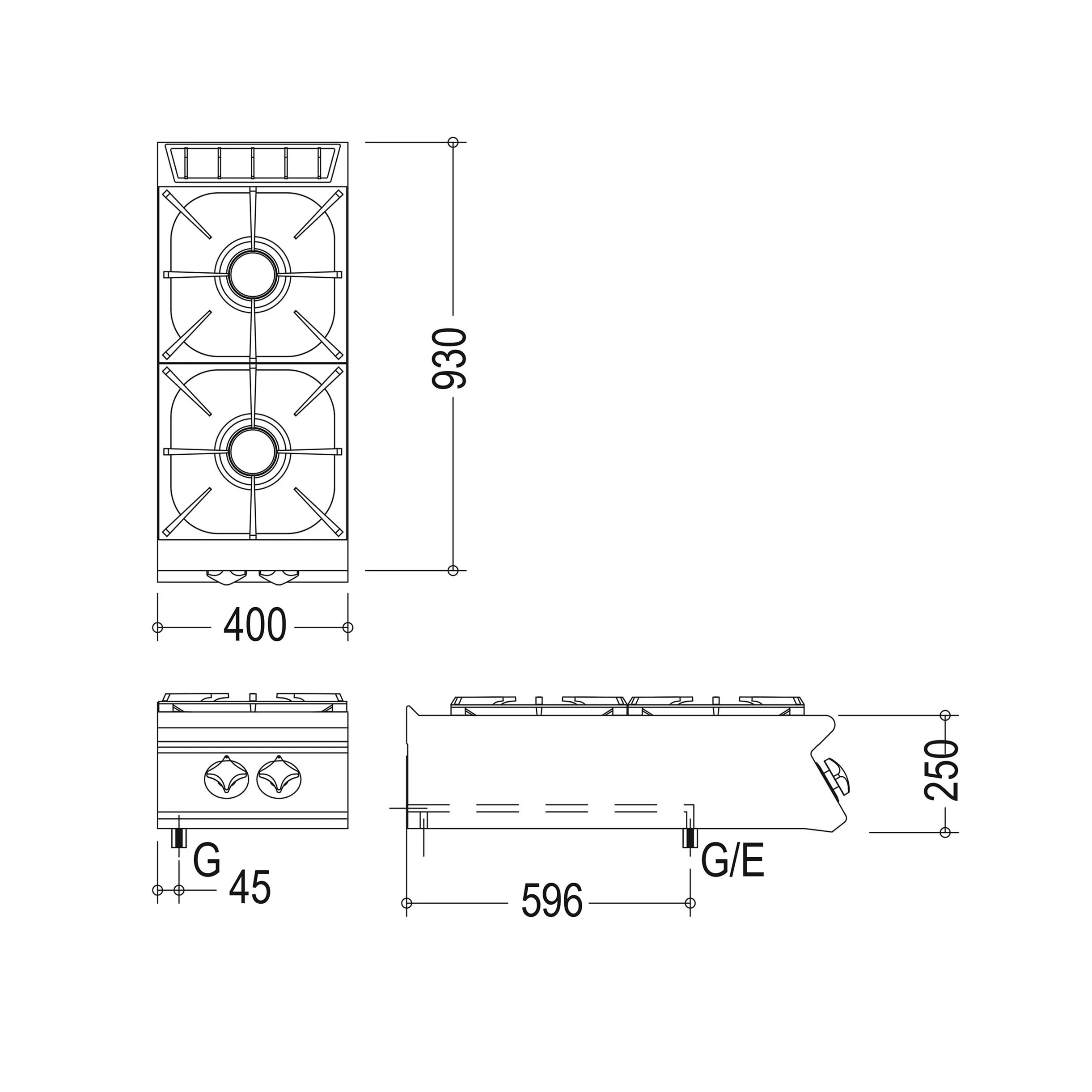 Mareno 90 Series 2 Burner Gas Hob Top ANC94G20