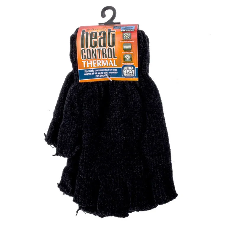 Mens Heat Control Fingerless Black