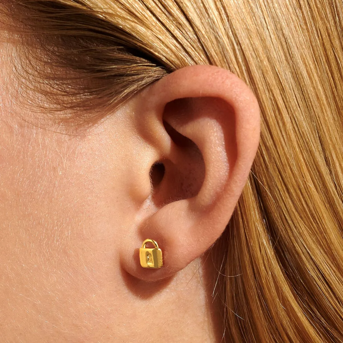 Mini Charms Lock Earrings | Gold Plated