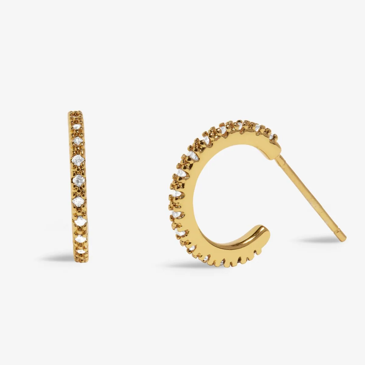 Mini Charms Three Tone Pav Hoop Earrings | Silver, Gold & Rose Gold Plated