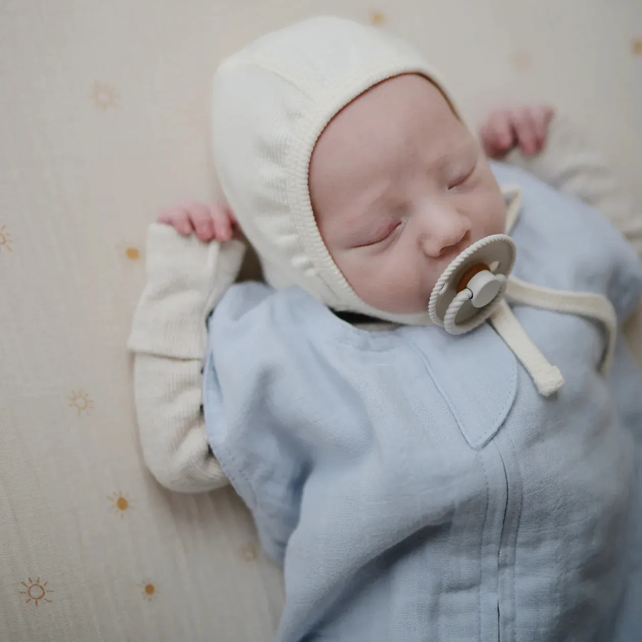 Mushie Organic Cotton Muslin Sleep Bag | Baby Blue