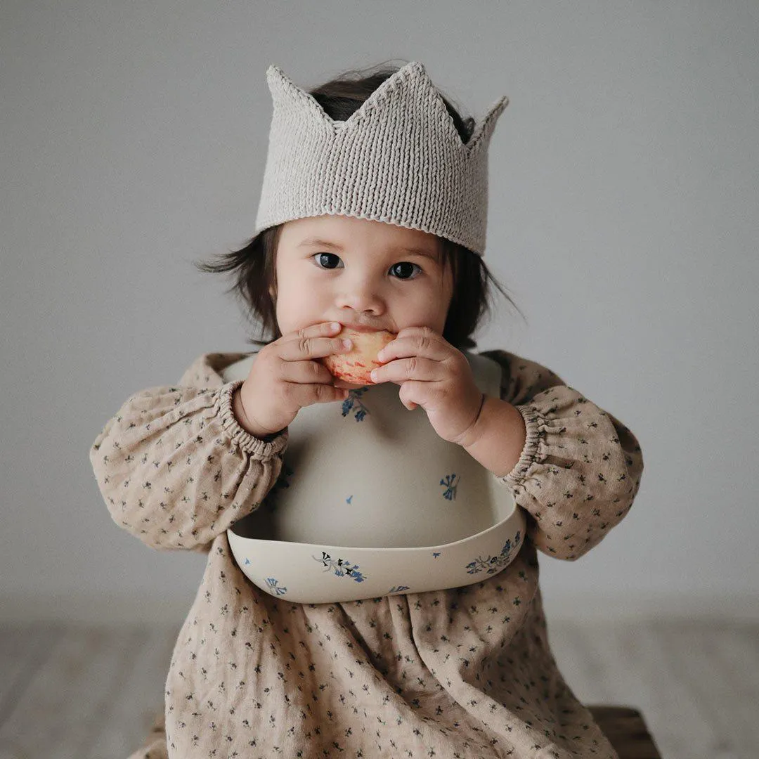 Mushie Silicone Baby Bib - Lilac Flowers