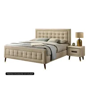 Oshi Melodie Queen Bed L1980 x W1530mm Coffee Cream