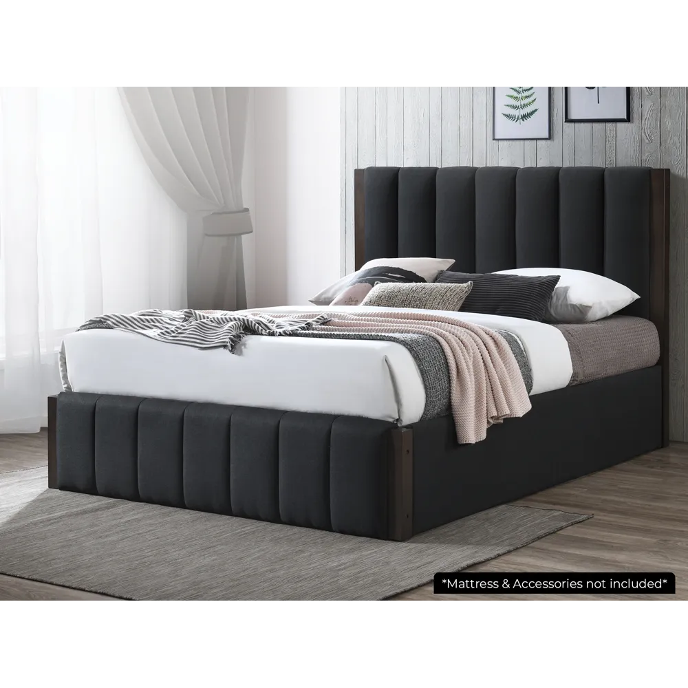 Oshi Shuri Hydraulic Queen Bed L1980 x W1530mm Black