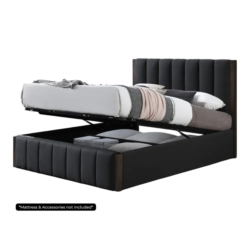 Oshi Shuri Hydraulic Queen Bed L1980 x W1530mm Black