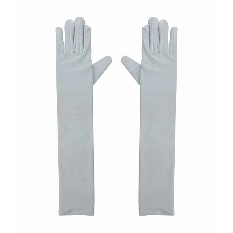 Party Satin Gloves Long, White
