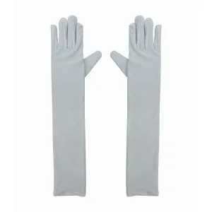 Party Satin Gloves Long, White