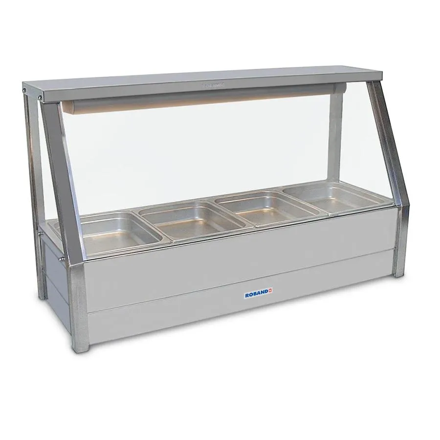 Roband Straight Glass Hot Food Display Bar 4 Pans Single Row E14