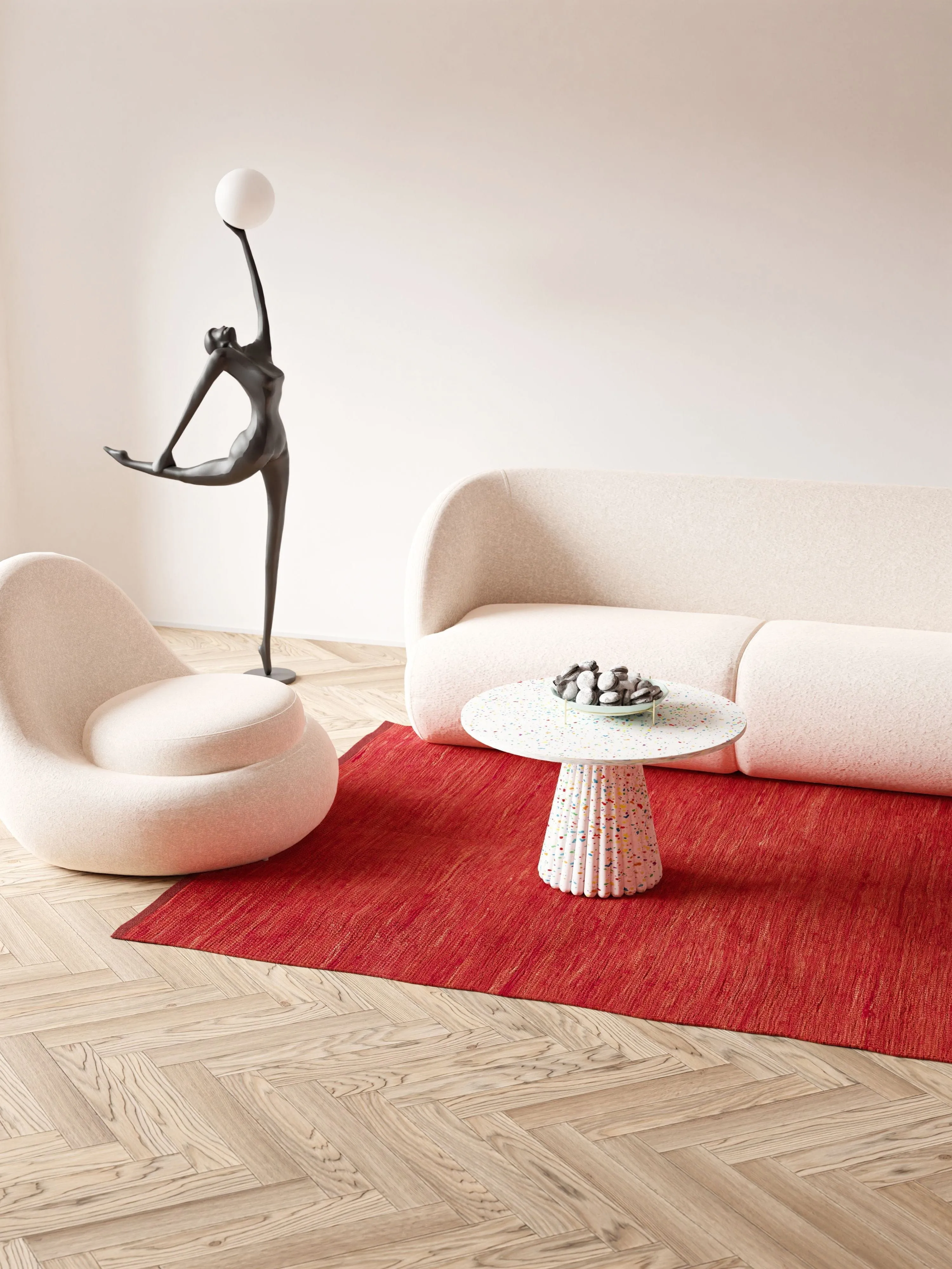 Rug Solid Cotton Rug 140 X 200 Cm, Strawberry