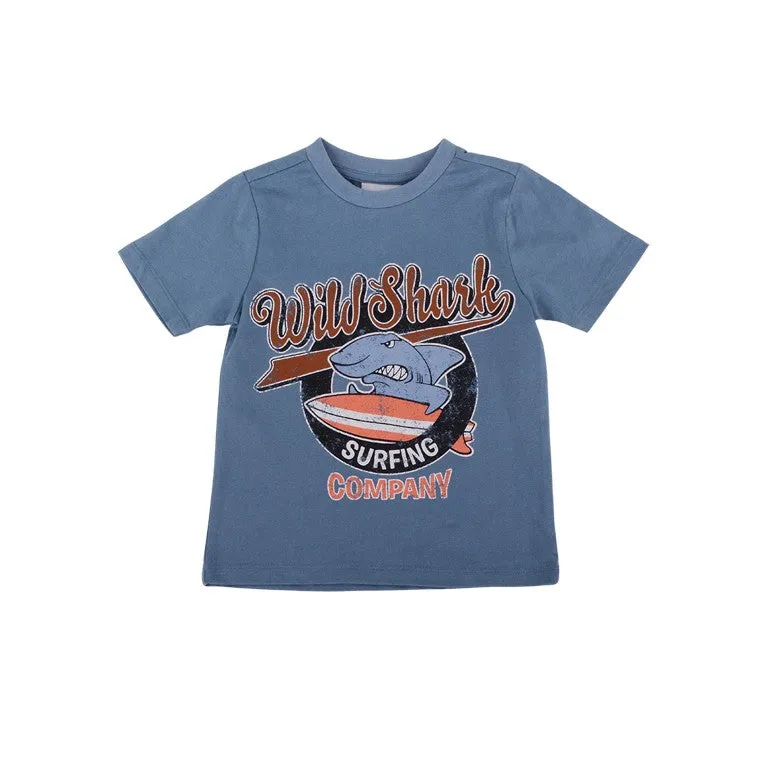 Shark Print Tee, Size 4