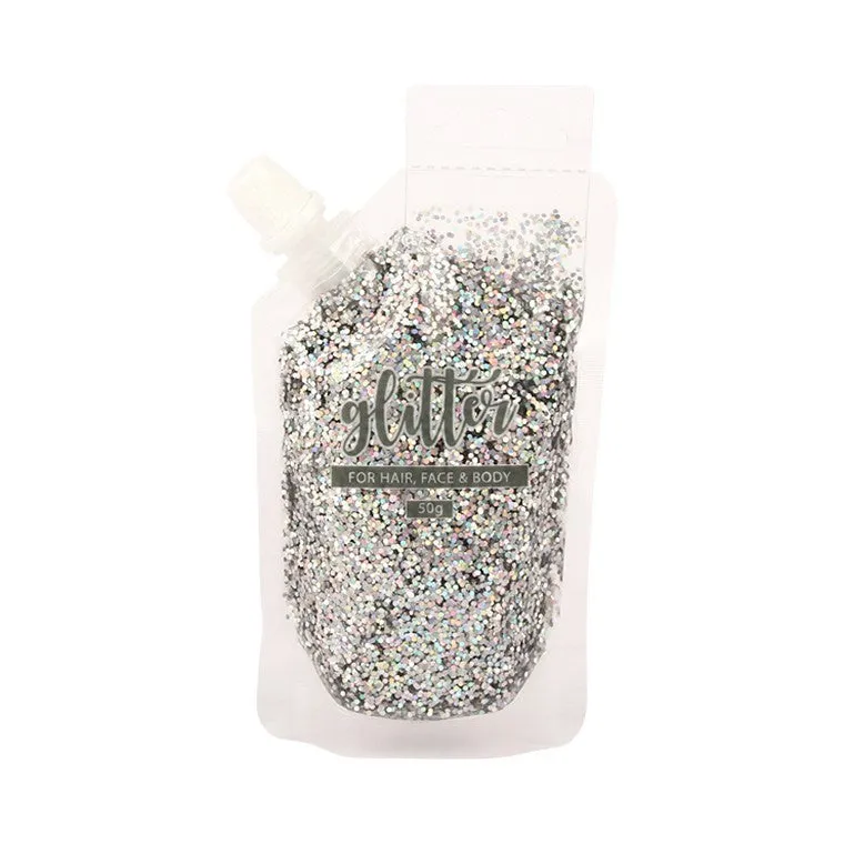 Silver Glitter Gel Pouch, 50gm