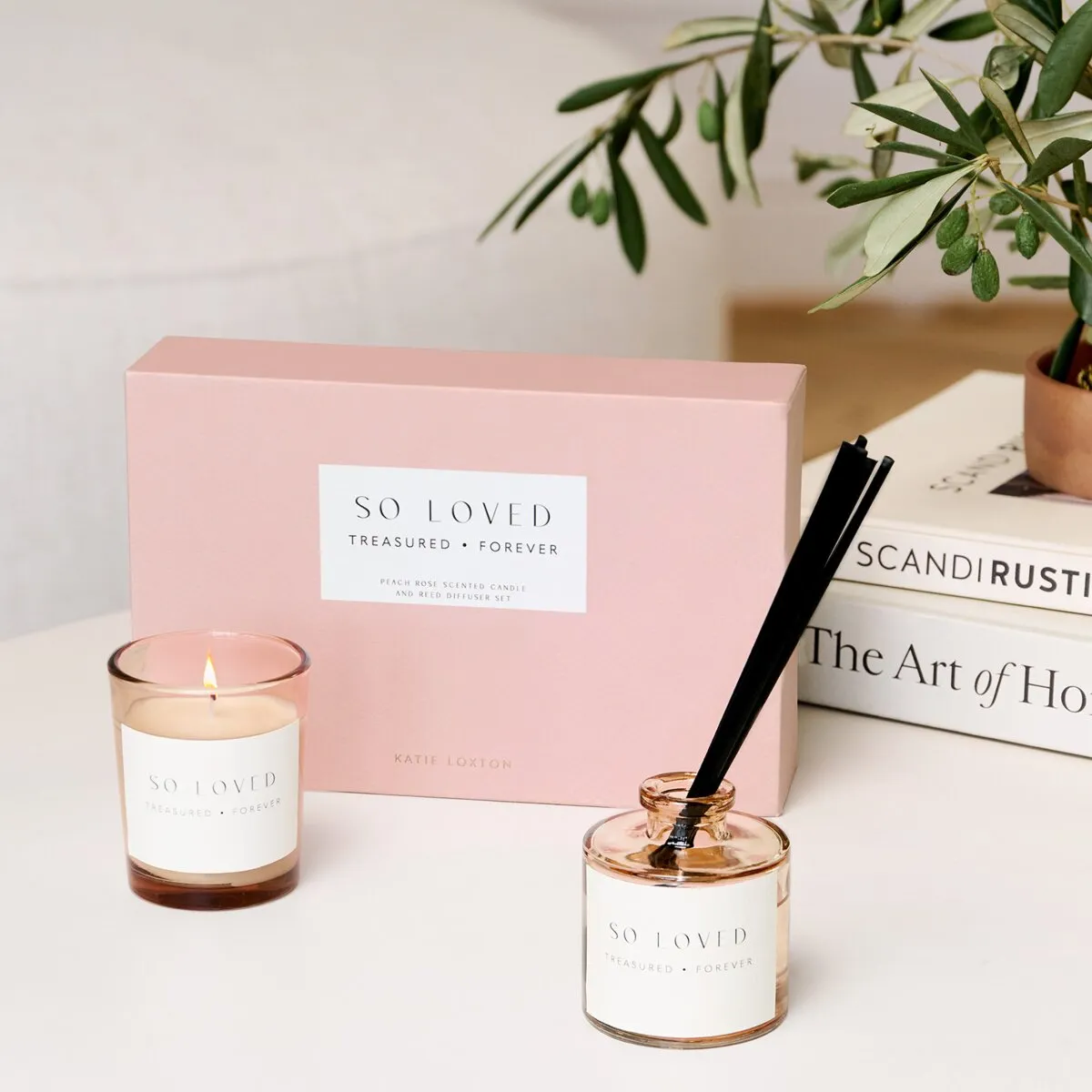 'So Loved' Mini Votive & Reed Diffuser Gift Set | Peach Rose & Sweet Mandarin