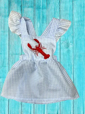 Southern Chicks Crawfish Embroidered Seersucker Dress