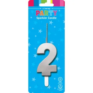 Sparkler Candle, Silver, 2