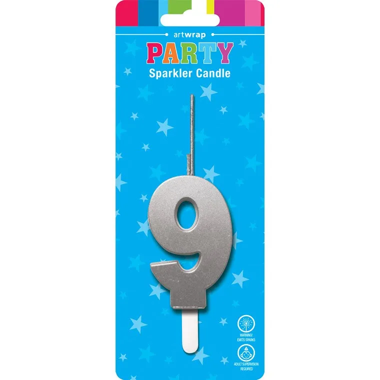 Sparkler Candle, Silver, 9