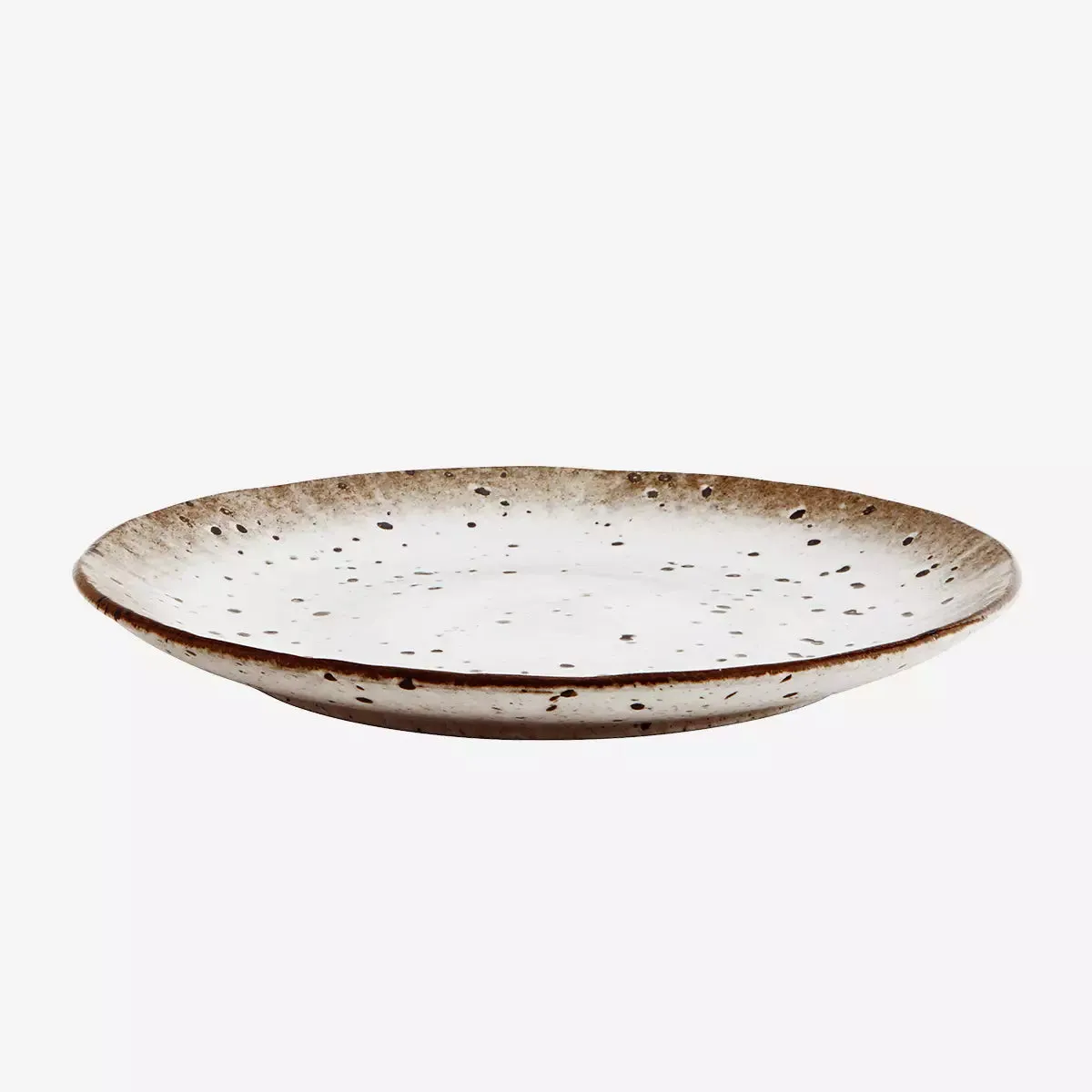 Stoneware Lunch Plate - White & Brown