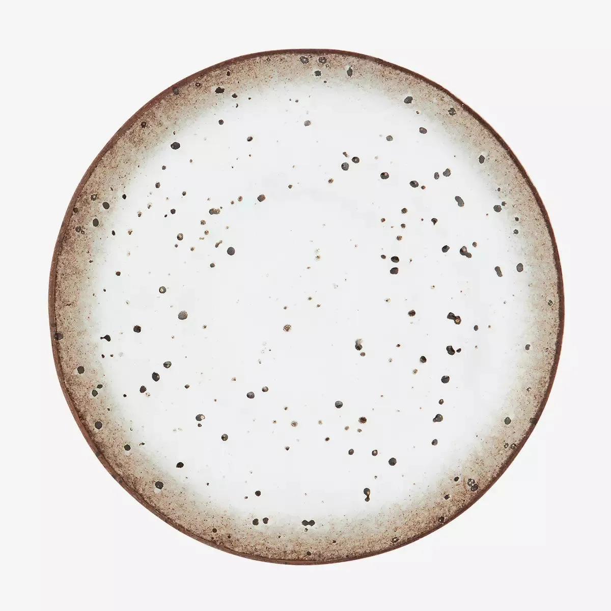 Stoneware Lunch Plate - White & Brown